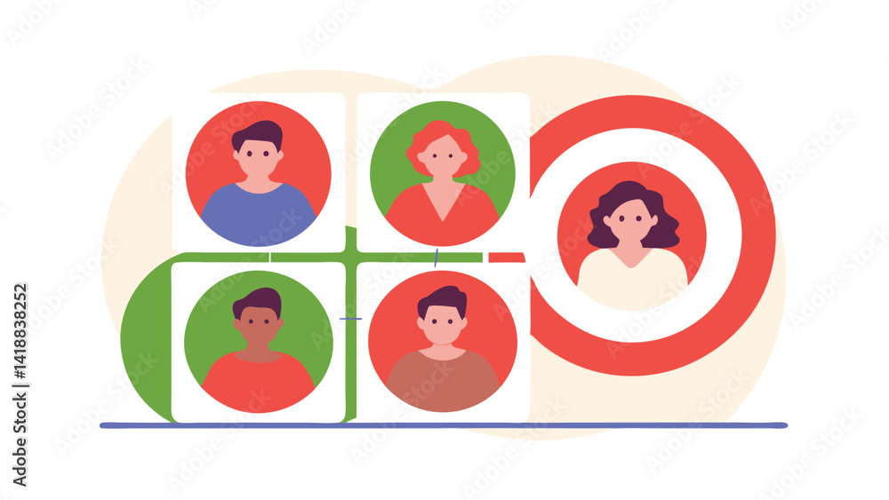 Poster target audience segmentation in flat vector on white background