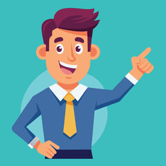 Happy man pointing into a blank copy space spot with two hands