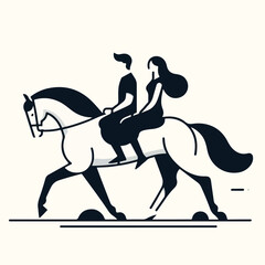 vector image of a person riding a horse