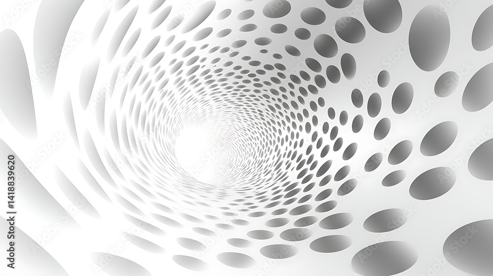 Poster abstract tunnel with circular perforations, abstract tunnel with circular perforations and a bright 