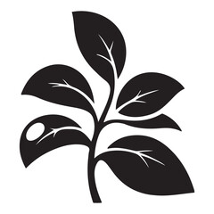 Minimalist Vector Black silhouettes Leafy Plant Logo. with white background