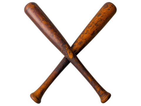 Vintage Baseball Bats Crossed: A Classic Sports Equipment Image - Powered by Adobe