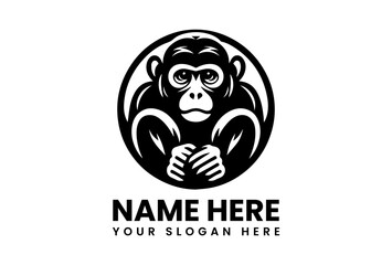Minimalism monkey vector logo icon, premium clean design with elegant animal illustration on white background