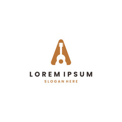 Guitar logo, with Letter A logo icon template