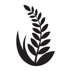 Minimalist Vector Black silhouettes Leafy Plant Logo. with white background