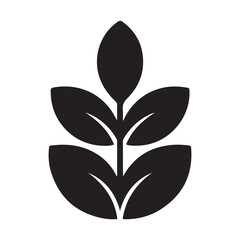 Minimalist Vector Black silhouettes Leafy Plant Logo. with white background