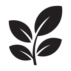 Minimalist Vector Black silhouettes Leafy Plant Logo. with white background