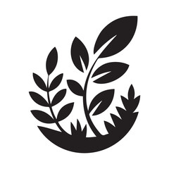 Minimalist Vector Black silhouettes Leafy Plant Logo. with white background
