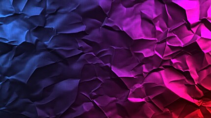 Fototapeta premium Crumpled paper texture with vibrant gradient background. Possible use Graphic design, wallpaper, abstract backdrop