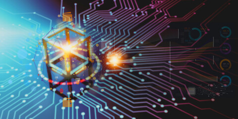 Quantum Circuit Design: Explore a dynamic, luminous depiction of a quantum circuit. A high-tech fusion of data streams and quantum concepts, the image invites viewers to ponder the digital frontier.