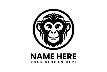 Obraz premium Minimalist monkey face logo icon designed with premium clean lines. Animal vector concept