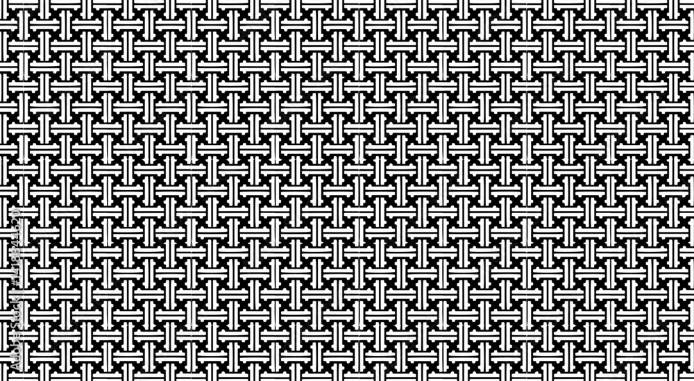 Poster woven wicker texture creating geometric repeating pattern for decorative surface applications
