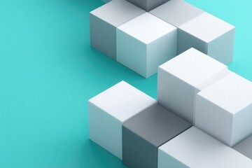 Geometric shapes interact on vibrant background, creating dynami