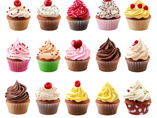 A Delightful Dozen: Assorted Cupcakes Collection, Sweet Treats, Bakery Delights, Colorful Frosting, Delicious Desserts