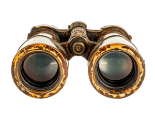 Antique Brass Binoculars: A Vintage Optical Instrument Close-Up