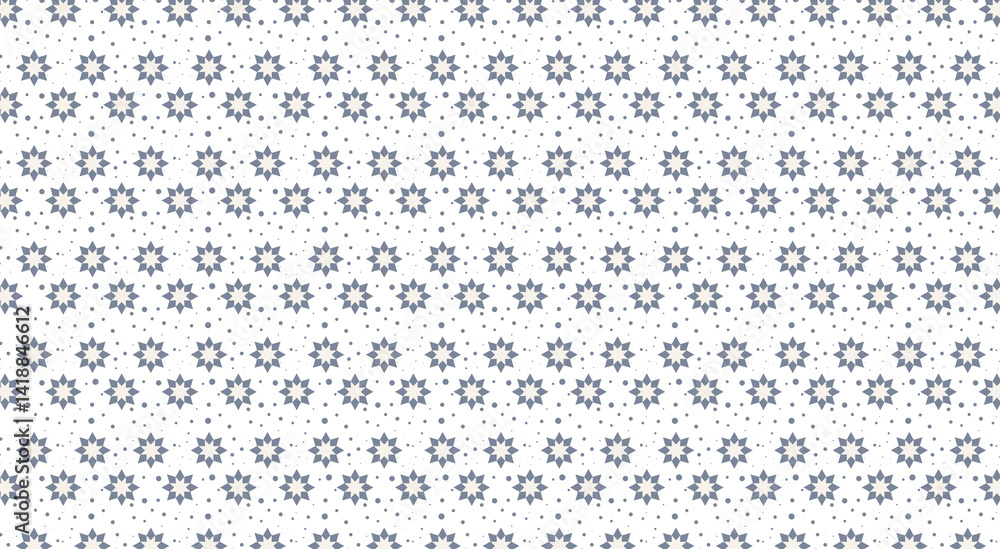 Poster dotted seamless pattern featuring eight pointed stars, creating delicate geometric texture for backg