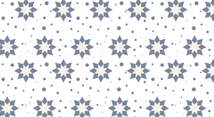 Geometric seamless pattern with eight pointed stars and dots creating a modern and stylish design
