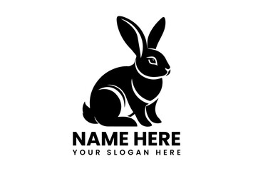 Monochrome Rabbit Head Illustration. Minimalist Animal Art