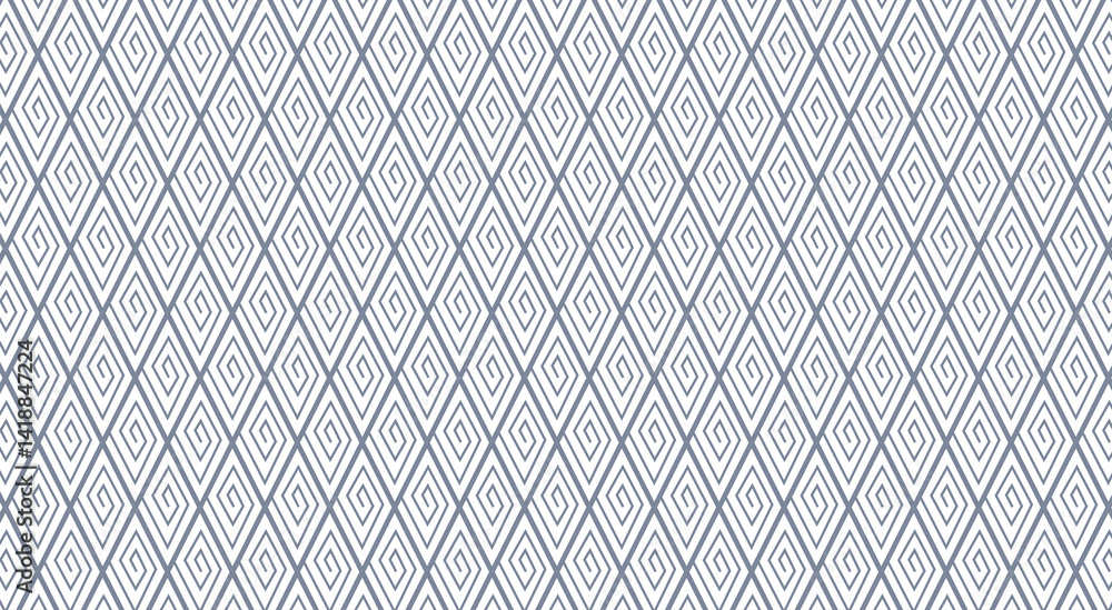 Poster rhombic spiral pattern forming intricate, hypnotic geometric design with interlocking angular elemen