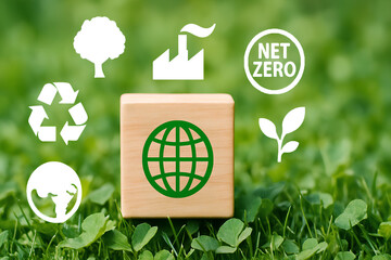 recycle symbol on green grass