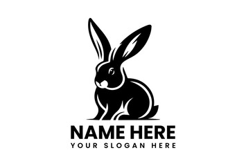 Monochrome Rabbit Head Illustration. Minimalist Animal Art