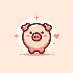 vector image of cute pig