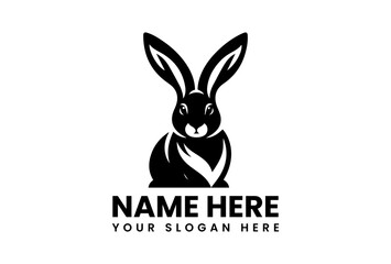 Monochrome Rabbit Head Illustration. Minimalist Animal Art