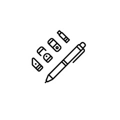 Obraz premium Writing Tools in Minimalistic Style on White Background 