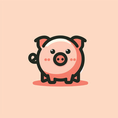 vector image of cute pig