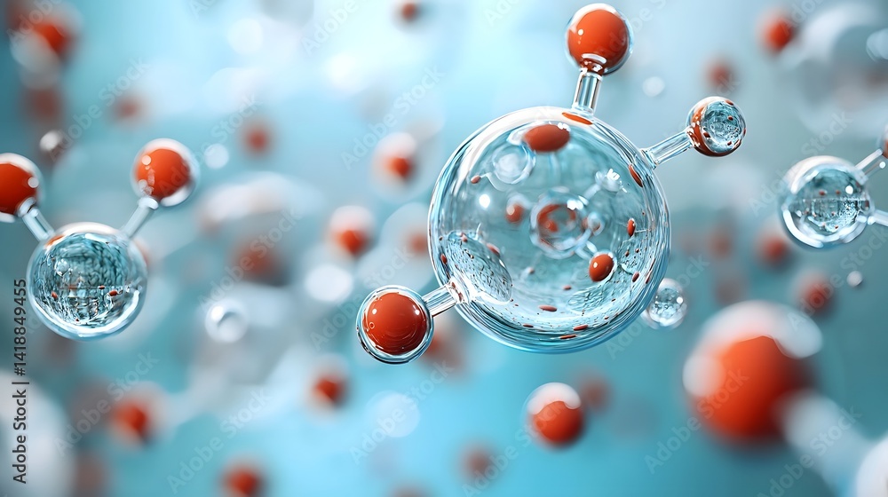 Poster mesmerizing close up of microscopic liquid molecules showcasing the intricate geometric structures a