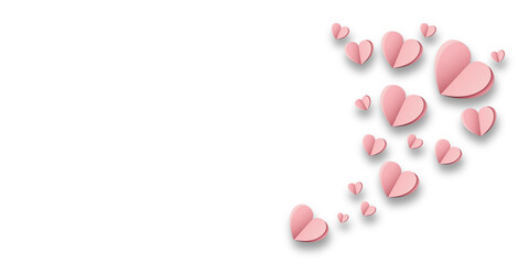 pink paper hearts isolated on transparent background. Valentine's day.