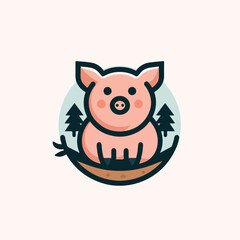 vector image of cute pig
