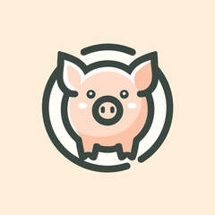 vector image of cute pig