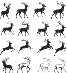 deer silhouettes vector