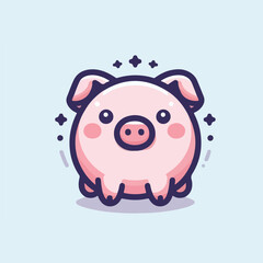 vector image of cute pig