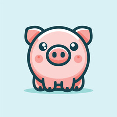 vector image of cute pig