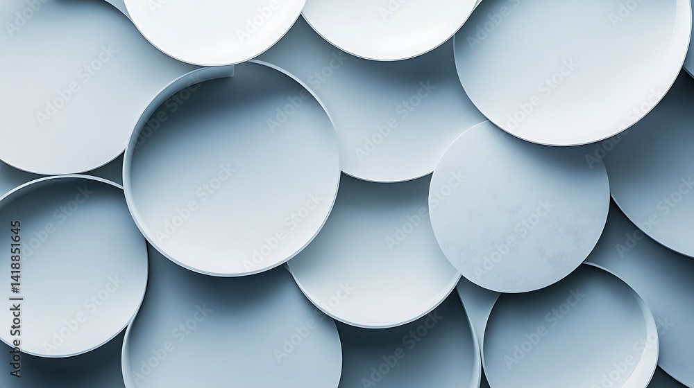 Poster abstract overlapping circular shapes in soft blue tones