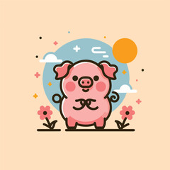 vector image of cute pig