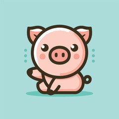 vector image of cute pig