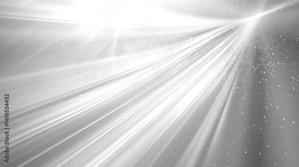 Aufkleber abstract light rays and sparkles, abstract image of bright white light rays and sparkles on a gray b