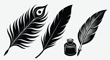 Obraz premium Feather icon vector, sign, symbol, logo, illustration, editable stroke, flat design style isolated on white linear