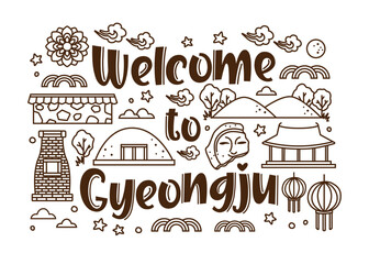 Welcome to Gyeongju with doodle background