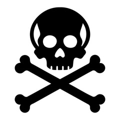 Skull and Crossbones Silhouette Vector | Black Design PNG on Transparent Background
