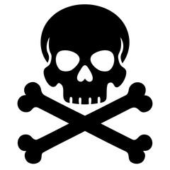 Skull and Crossbones Vector Silhouette | Black Icon on Clear Background for Designers
