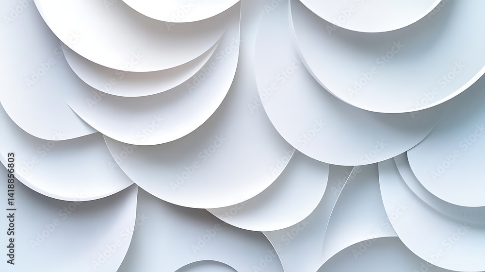 Poster abstract overlapping circular shapes in soft blue tones