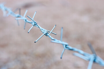 Pictures barbed wire fence  in concept protection form.