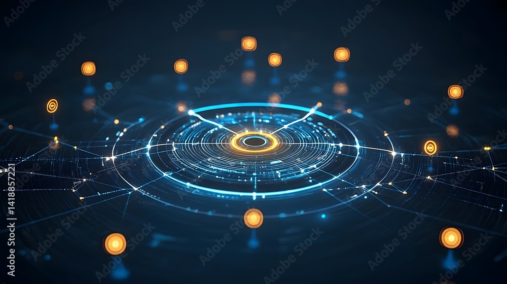 Poster an abstract futuristic composition featuring glowing wireless charging signals over a dark backgroun