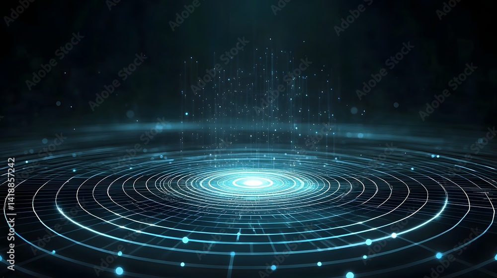 Aufkleber glowing wireless charging signals flow over a dark background in this abstract futuristic digital co