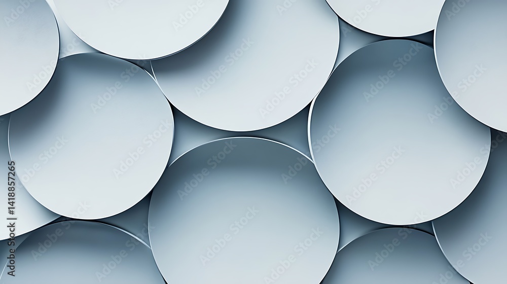 Poster abstract overlapping circular shapes in soft blue tones