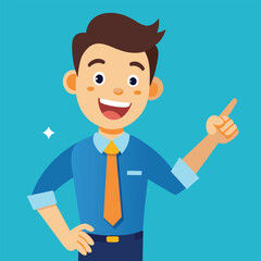 Happy man pointing into a blank copy space spot with two hands